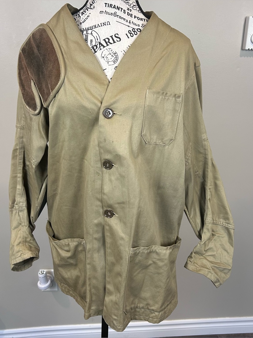 Vintage 10 X Sporting Clothing Shooting Jacket Hunting Coat Tan Canvas Sz 42 USA